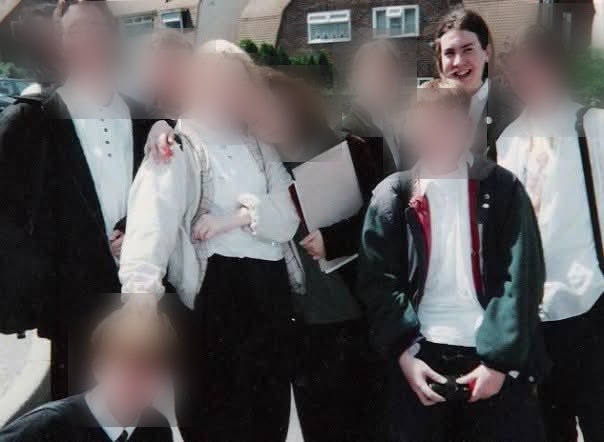 Toby with school friends on the last day of GCSEs